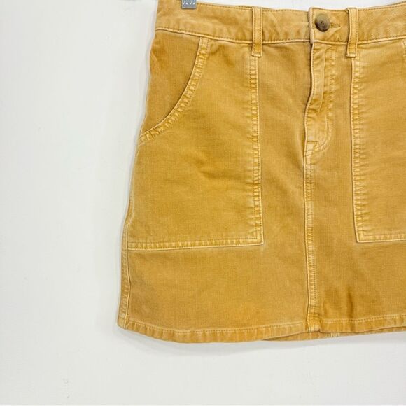 American Eagle Golden Tan Corduroy Patch Pocket Super Stretch Mini Skirt - Picture 2 of 16